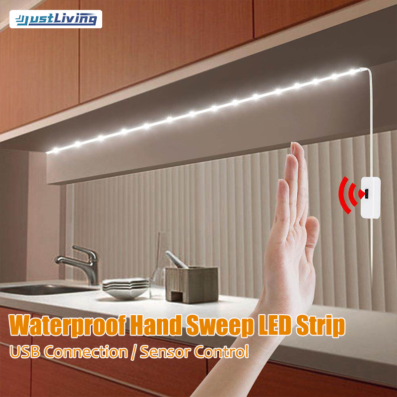 JustLiving DC 5V Đèn USB Motion LED Backlight LED TV Bếp LED Strip Tay Quét Vẫy ON OFF Cảm Biến Ánh Sáng Diode Đèn Chống Thấm Nước