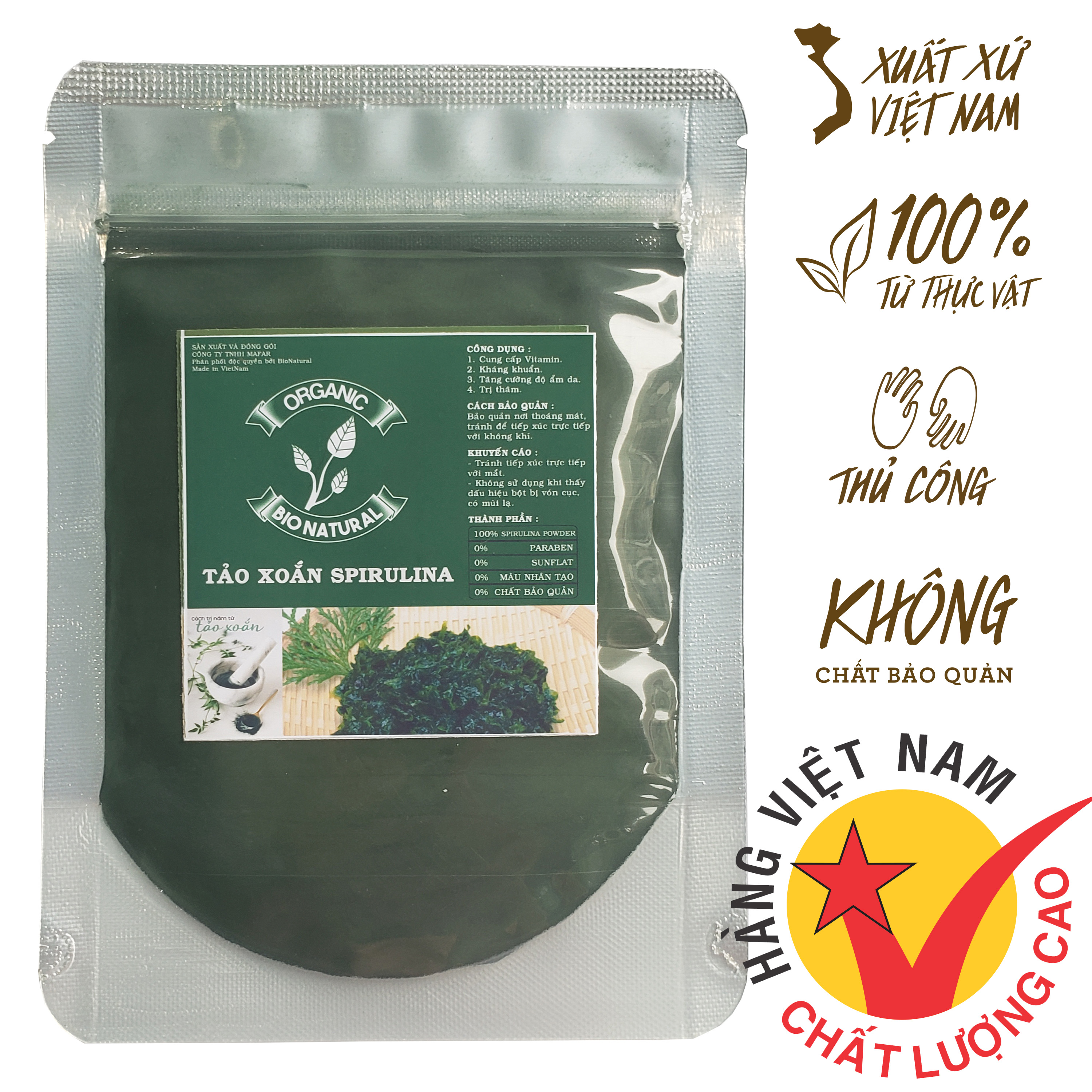 [HCM][BIONATURAL] Bột Đắp Mặt Nạ Tảo Xoắn HANDMADE 50gr