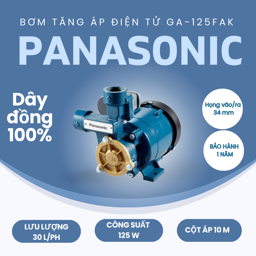 Máy bơm tăng áp điện tử panasonic ga-125fak 125w
