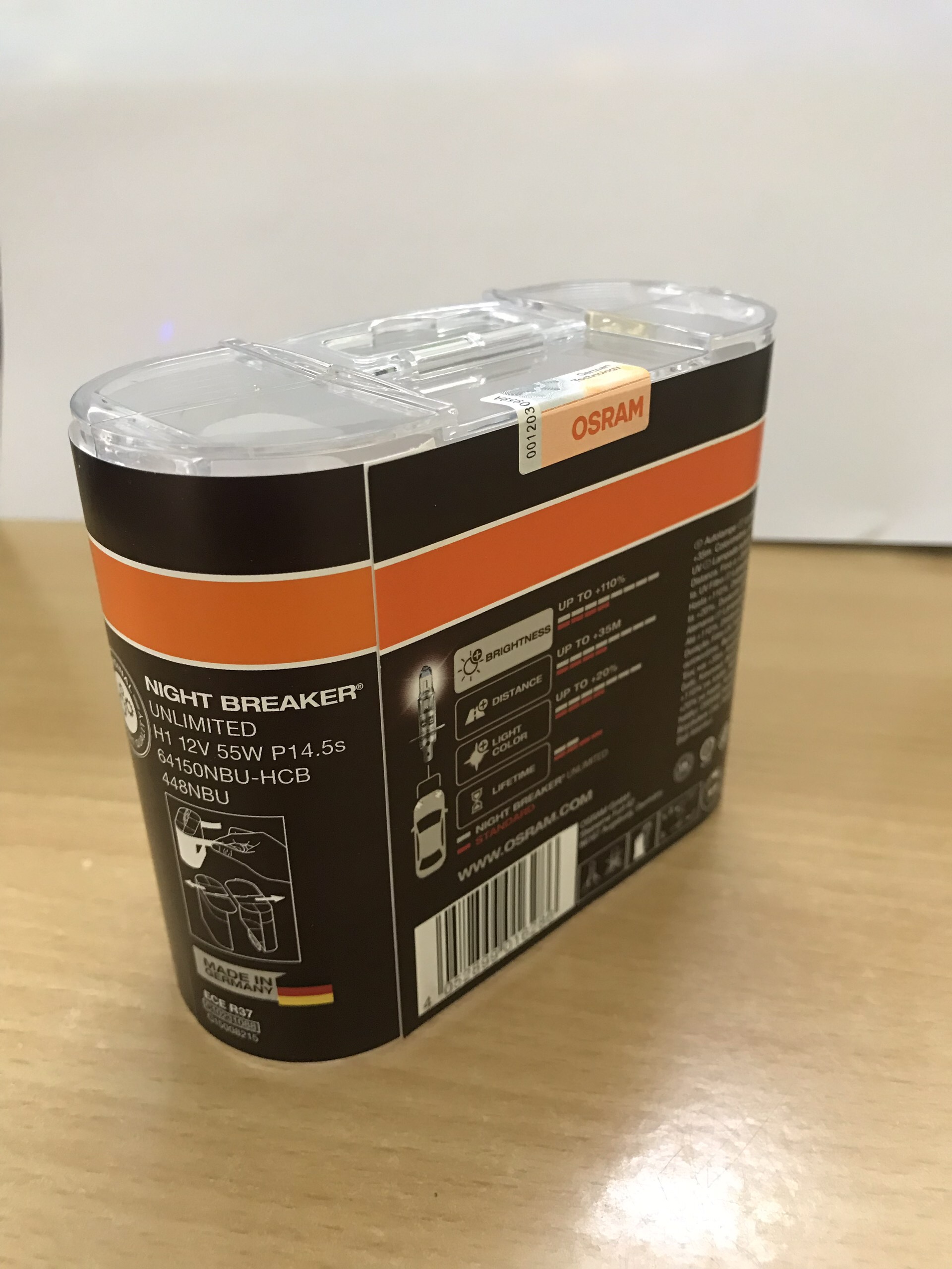 Bóng đèn tăng sáng Osram Night Breaker Unlimited Chân bóng H1 12v 55w , hàng chính hãng Osram, Made in Germany