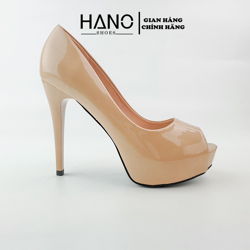 Hano - giày cao gót hở mũi 12 phân da bóng sang chảnh cao cấp cg0359