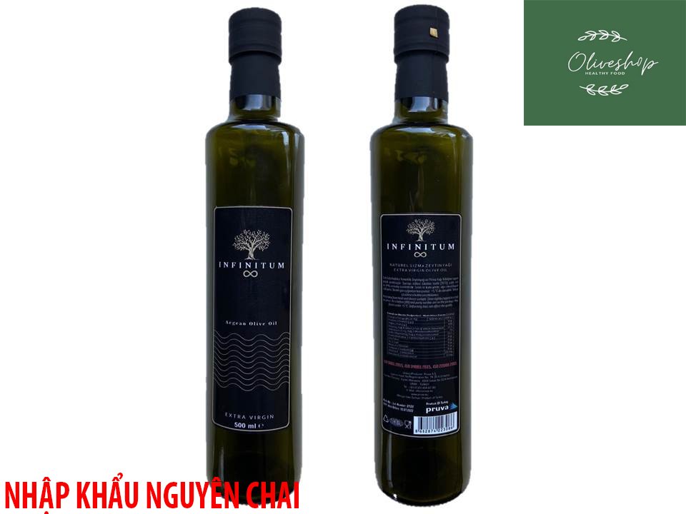 Combo 2 chai dầu ô liu 500ml nguyên chất tự nhiên 100% INFINITUM Extra Virgin Olive Oil nhập khẩu nguyên chai từ Thổ Nhĩ Kỳ