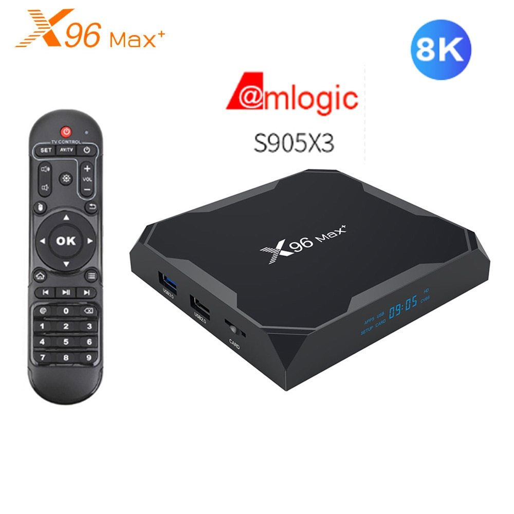 [HCM]X96 MAX Plus New CPU Amlogic S905X3 cực mạnh Android TV 9  DDR3 2GB Bộ nhớ trong eMMC 16GB Wifi 2 băng tần 2.4/5Ghz hỗ trợ 4K và giọng nói Google Assistant (cần mua thêm remote voice giọng nói)