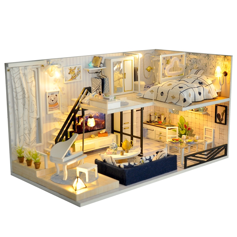 Kèm mica và keo dán - mô hình nhà gỗ nhà gỗ lắp ráp diy- td32 light shadow of time