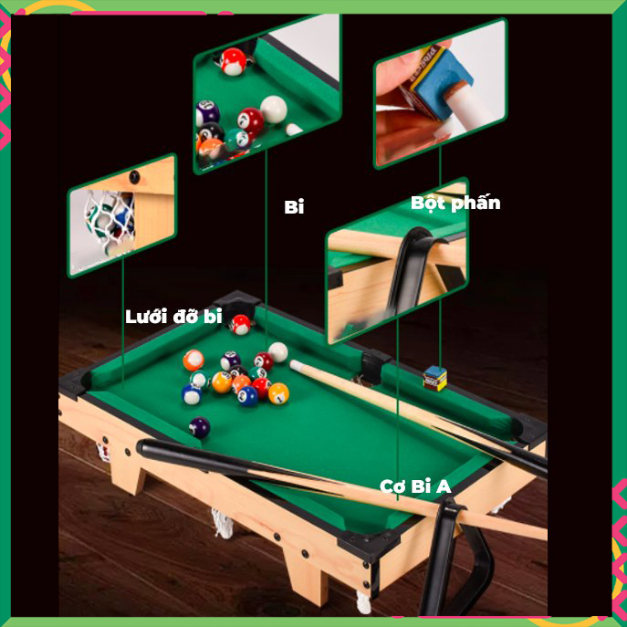 Bàn bida mini (bi-a mini) loại bàn bia lỗ chất lượng cao lót nỉ bền bỉ và làm từ gỗ MDF cao cấp chăc chắn