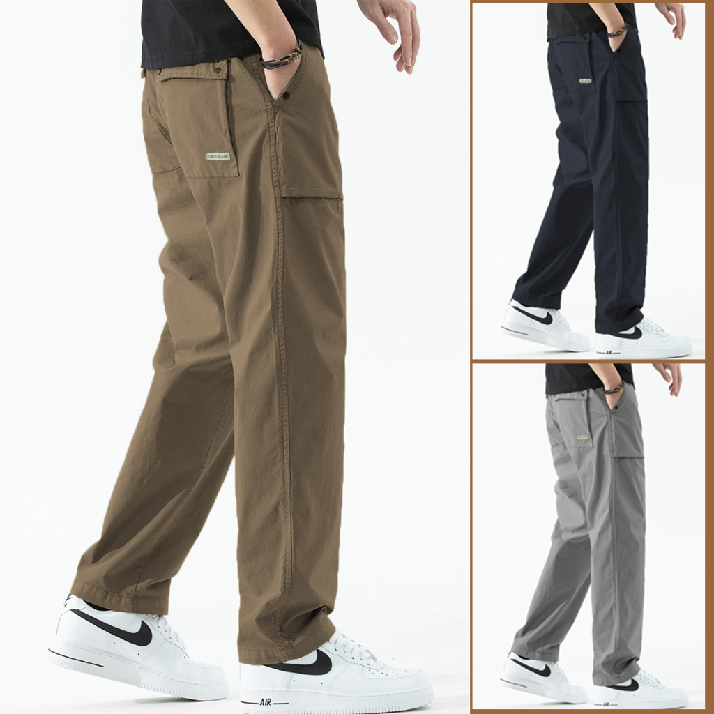 Quần Baggy Kaki Unisex Cao Cấp Cạp Chun Ống Suông Thoải Mái. Quần Dài Kaki Baggy Nam Dáng Đứng Ống R