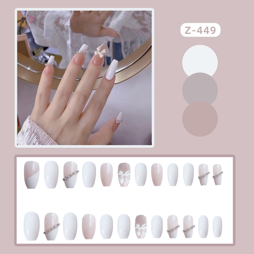 Bộ 24 Móng tay giả , nail giả  A99 (Tặng kèm keo dán móng)