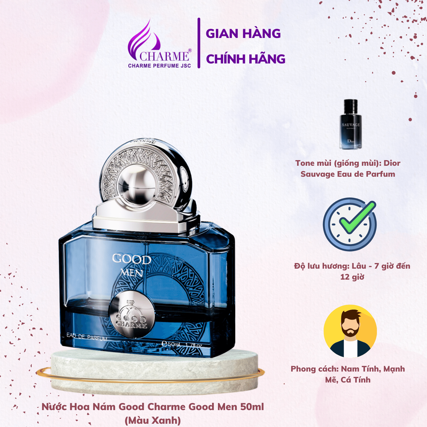 Nước Hoa Nam Good Charme Good Men 50ml Dòng nước hoa Nam cao cấp, cuốn hút, mạnh mẽ, thơm lâu