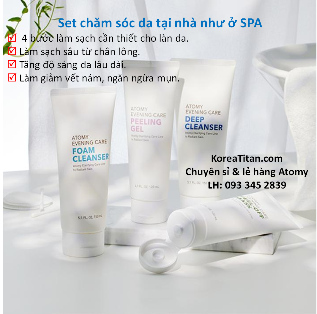Set 4 sản phẩm chăm sóc da cơ bản ban đêm dành cho mọi loại da tại nhà như được dưỡng tại Spa - Atomy Evening Care 4 Set  - 이브닝케어 4종 - Атоми Ивнинг Кеар Набор