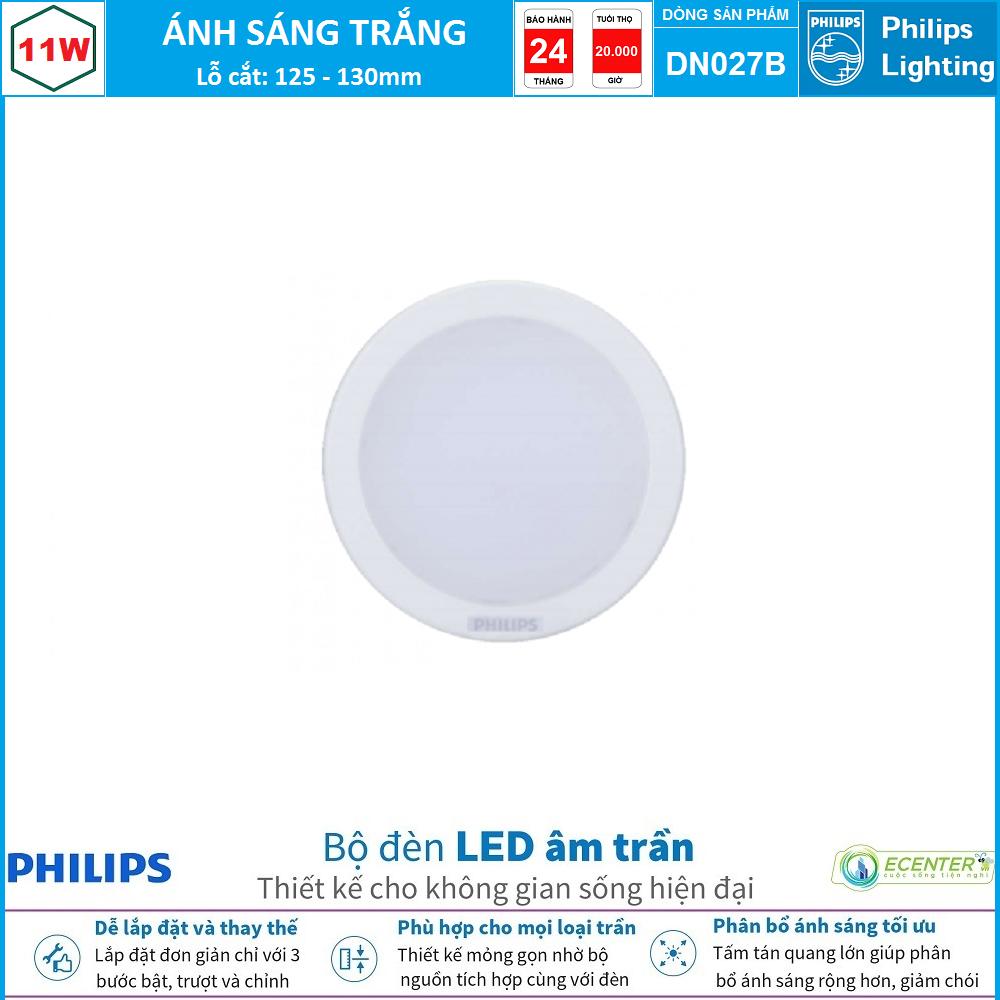 Đèn led âm trần 11w philips downlight dn027b led9 d125