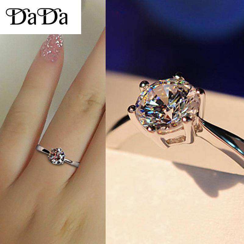 Luxury 2.0 Carat Wedding Ring Original 925 Sterling Silver Cubic Zirconia Ring Women's Engagement Jewelry