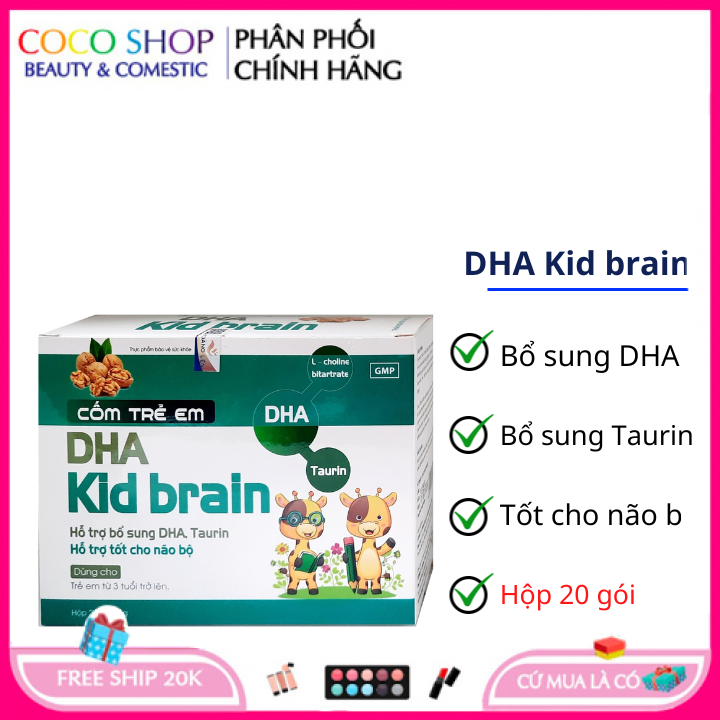 Cốm trẻ em tốt cho não bộ dha kid brain giúp bổ sung dha, taurin cho bé – hộp 20 gói x 3g
