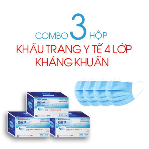 COMBO 3 HỘP khẩu trang y tế 4 lớp kháng khuẩn May 10