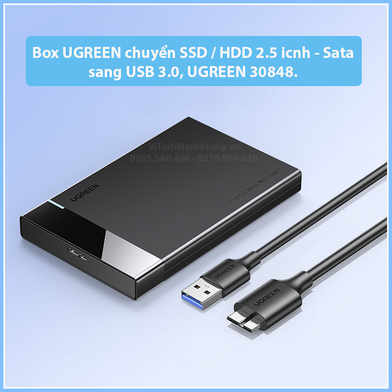 Box ugreen chuyển ssd / hdd 2.5 inch – sata sang usb 3.0 / type c, ugreen 30848, ugreen 60734.