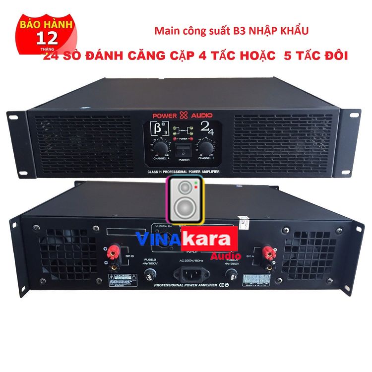 Cục đẩy công suất B3 24 Sò, Công suất lớn 500W, Đẩy Khỏe, Chống nhiễu, Hàng cao cấp | tặng kèm 10M Dây Loa chống nhiễu cao cấp