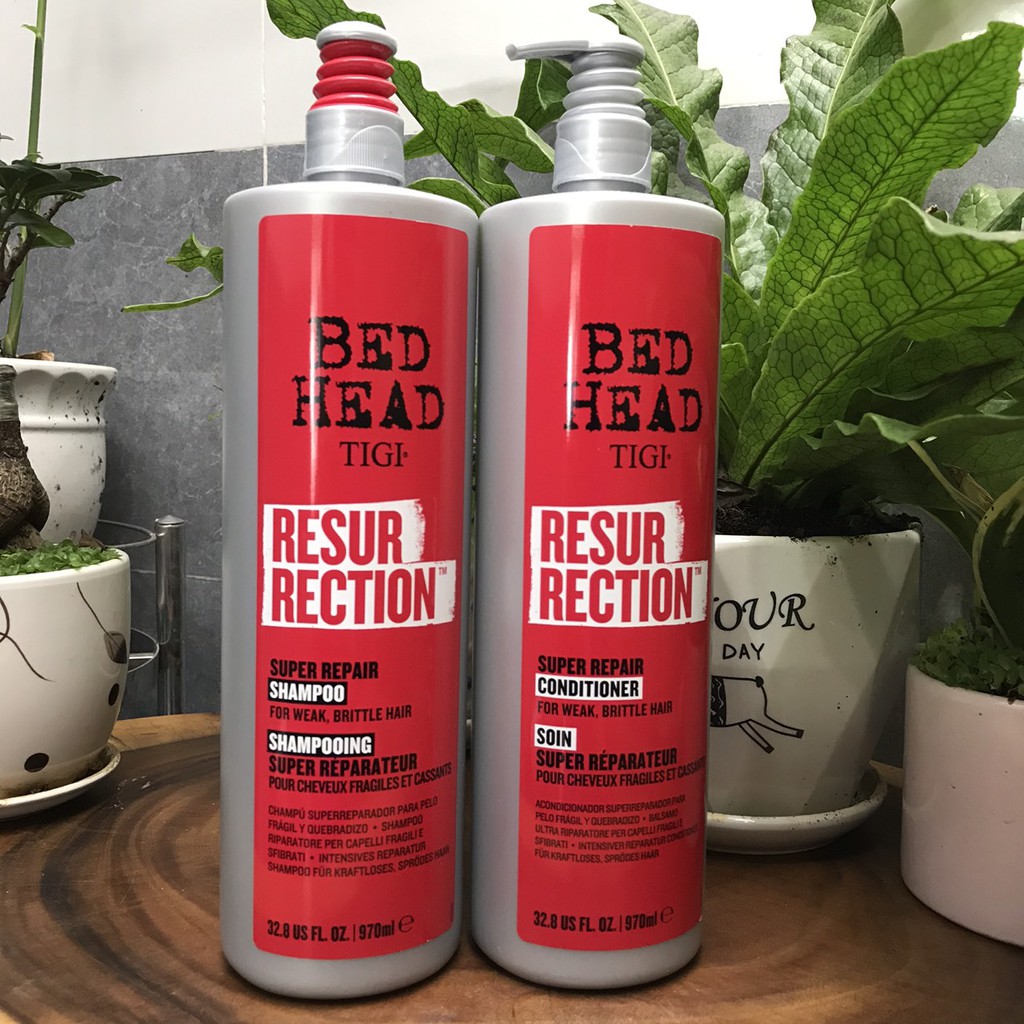 Dầu gội xả TIGI BedHead Resurrection cấp độ 3 màu đỏ new 970ml