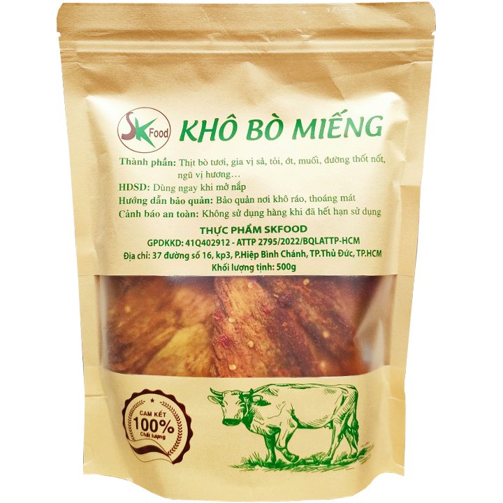 KHÔ BÒ MIẾNG MỀM THƯỢNG HẠNG HIỆU SK FOOD - 100G MÓN ĂN VẶT SIÊU HẤP DẪN