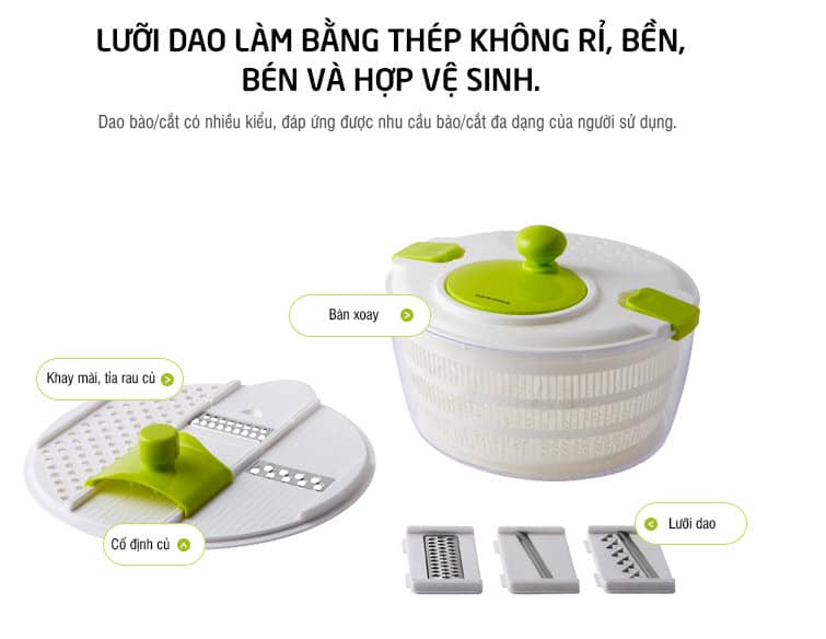 Rổ quay rau li tâm lock&lock cks103 kt 25*16
