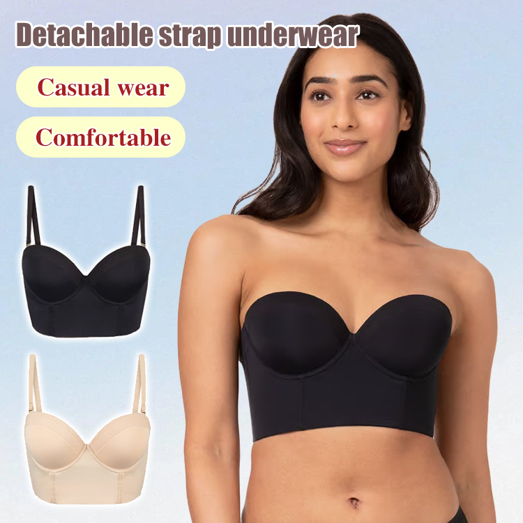 pici123 Backless tube top, low back strappy bra, big breasts, plus size women's underwear