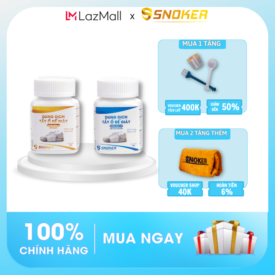 Dung dịch tẩy ố đế giày, vệ sinh giày SNOKER, Chai tẩy trắng giày cao cấp