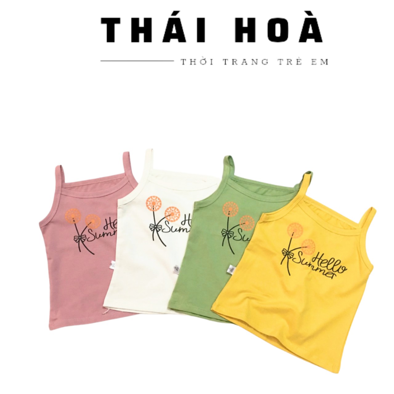 Áo dây cho bé gái 7-20kg cotton 4 chiều áo thun 2 dây chất mềm mịn thoáng mát