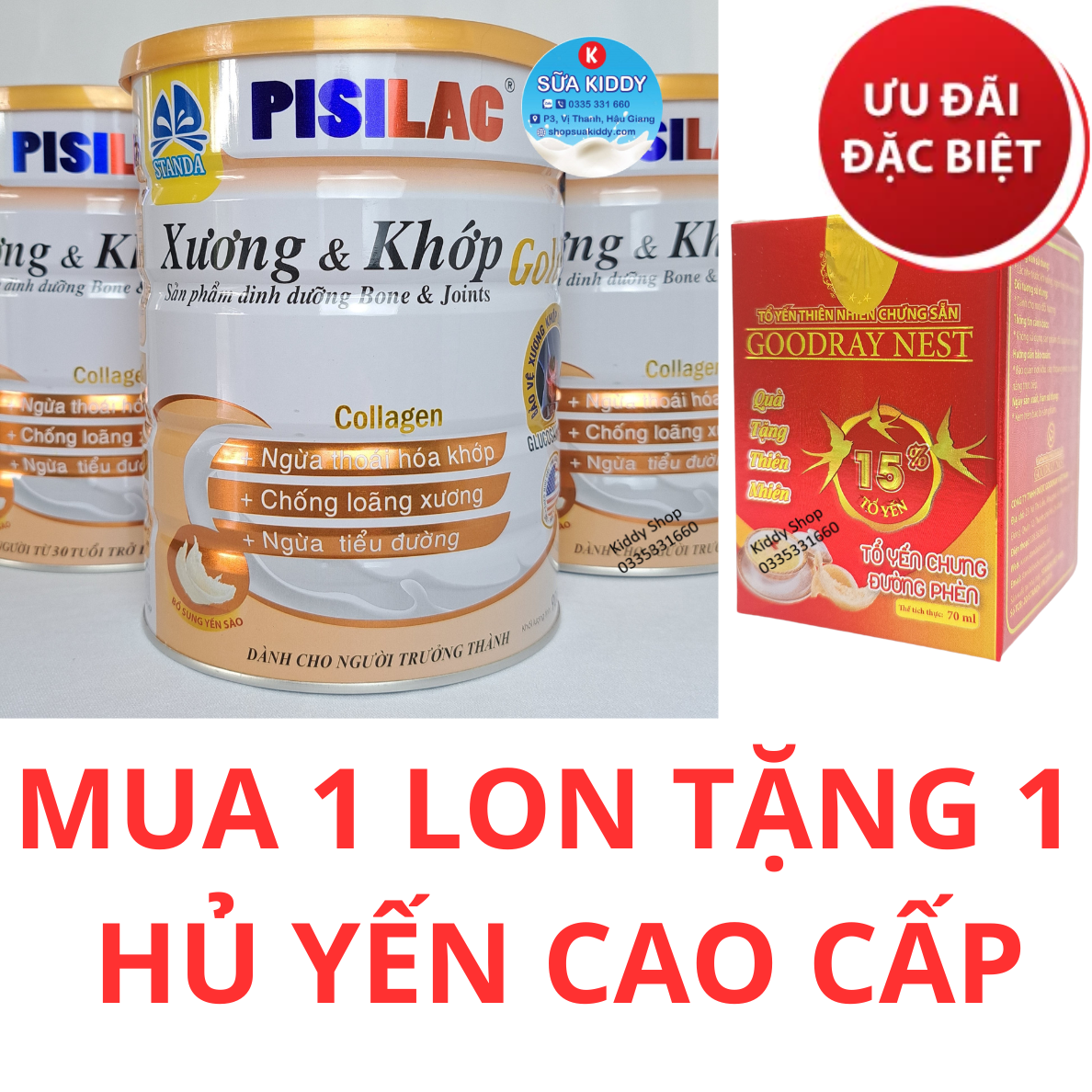 Sữa PISILAC XƯƠNG KHỚP 900G cho người loãng xương, đau nhức xương khớp, tiểu đường - date luôn mới