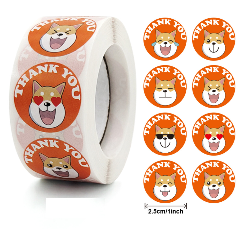 Cuộn 500 stick Sticker thank you Dán nhãn cảm ơn Tem giấy dán Cảm ơn gói quà gói đơn hàng
