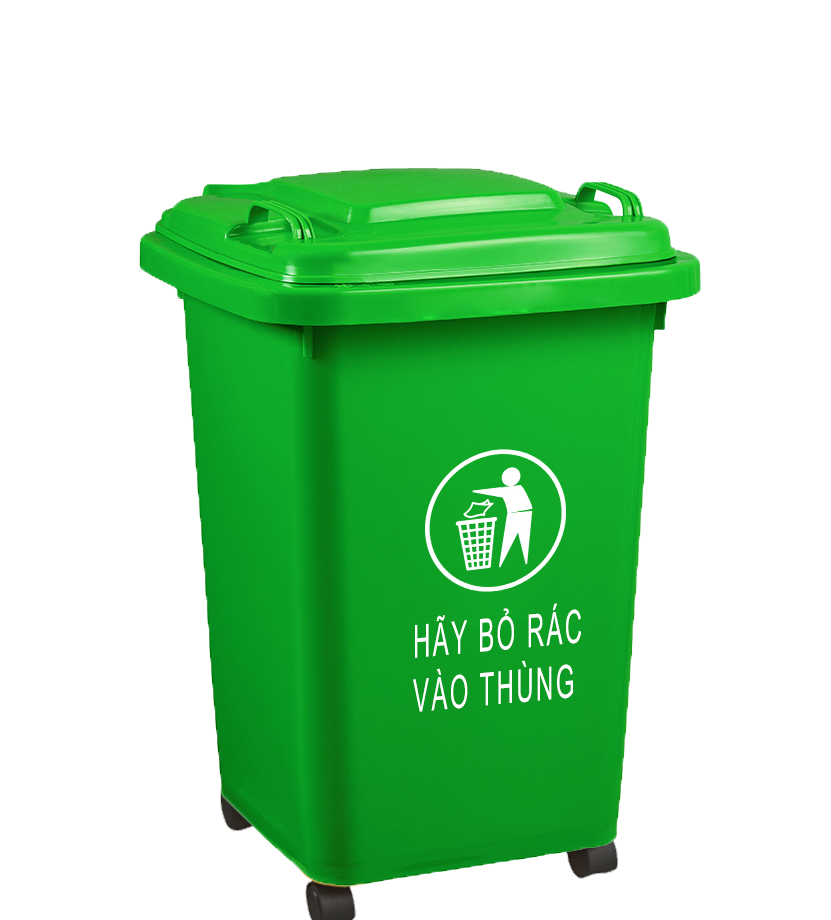 Thùng rác nhựa hdpe 60l màu xanh