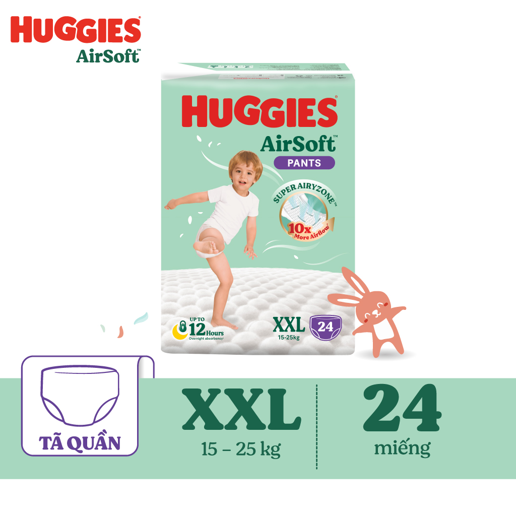 [CHỈ 9-10.6 MUA LÀ CÓ QUÀ]  Tã quần Huggies Airsoft size XXL 24 miếng