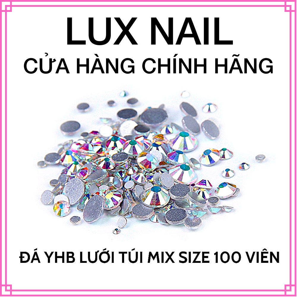 Đá đính móng chân keo YHB lưới 188 viên mix size, đính đá trang trí nail siêu sáng