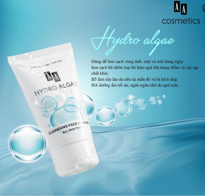 Sữa rửa mặt Cấp Ẩm AA Cosmetics Hydro Algae tuýp 150ml-Hàng Chính Hãng