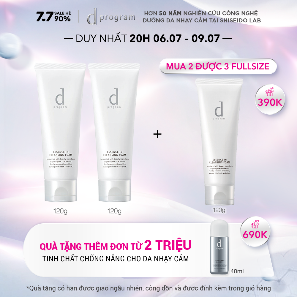 Bộ đôi Sữa rửa mặt tạo bọt dưỡng da dProgram Essence In Cleansing Foam 120g