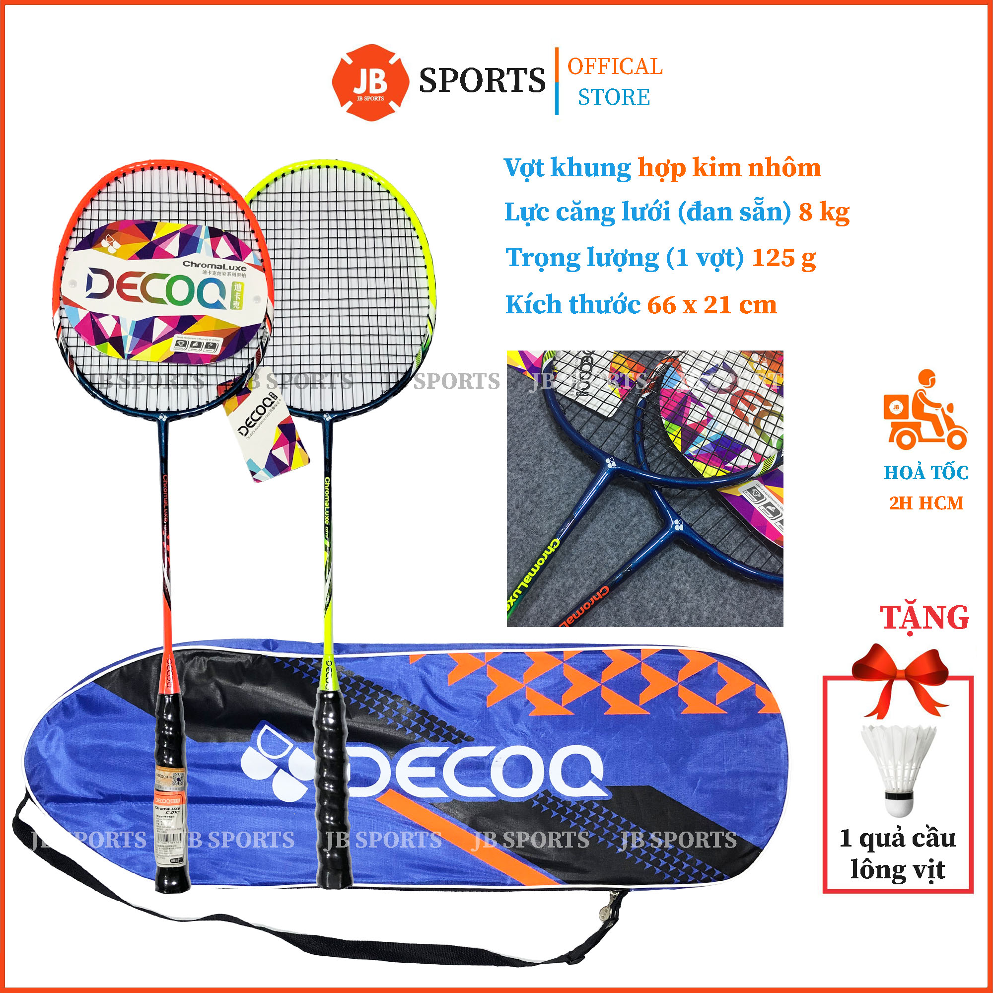 Bộ vợt cầu lông chính hãng decoo c010, cặp vợt cầu lông tốt nhẹ dây căng trợ lực
