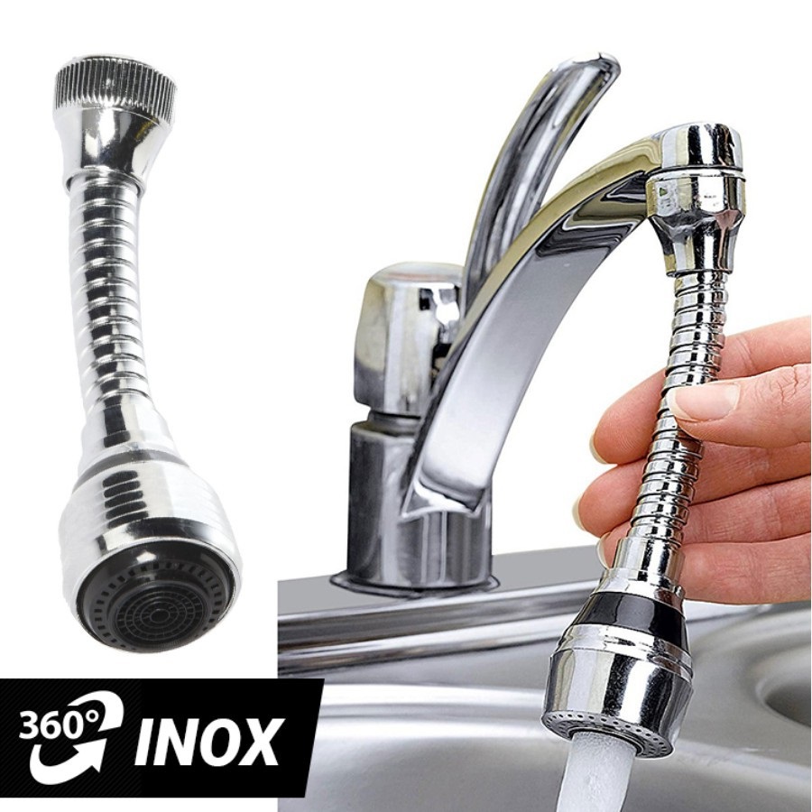 [SIÊU SALE] Đầu nối dài vòi nước inox 20cm xoay 360 độ tiện lợi dùng cho vòi rửa chén bát