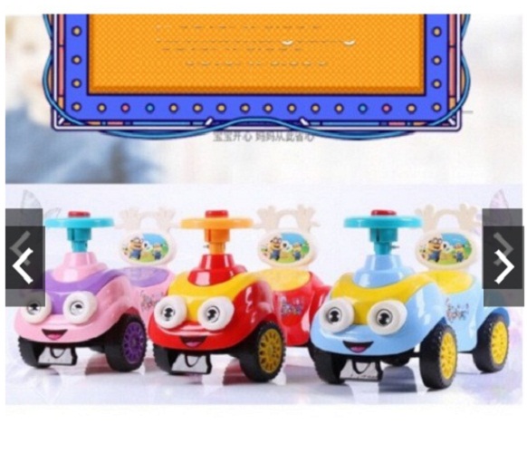 Xe lắc bơi chòi chân cho bé có nhạc còi, tựa lưng, thùng đồ - Xe chòi chân cho bé