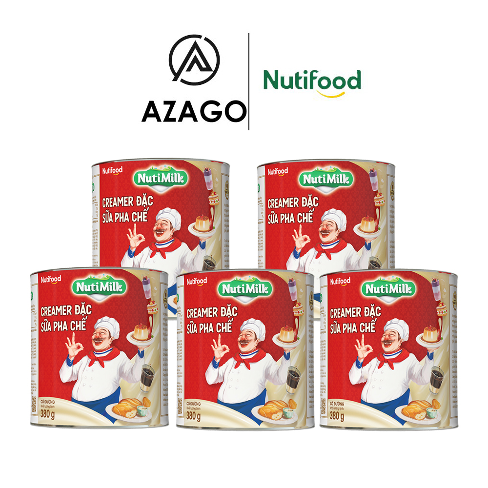 Combo 5 creamer đặc lon 380g sữa pha chế có đường nuti - thương hiệu nutifood - azago
