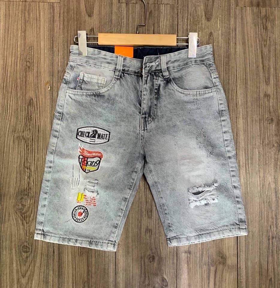 [HCM]Quần Short Jean Nam Quần Sọt Jean Phối Logo Thêu Cá Tính Form Dáng Chuẩn Mang Lại Cảm Giác Thoải Mái Khi Mặc S180 Ảnh Thật