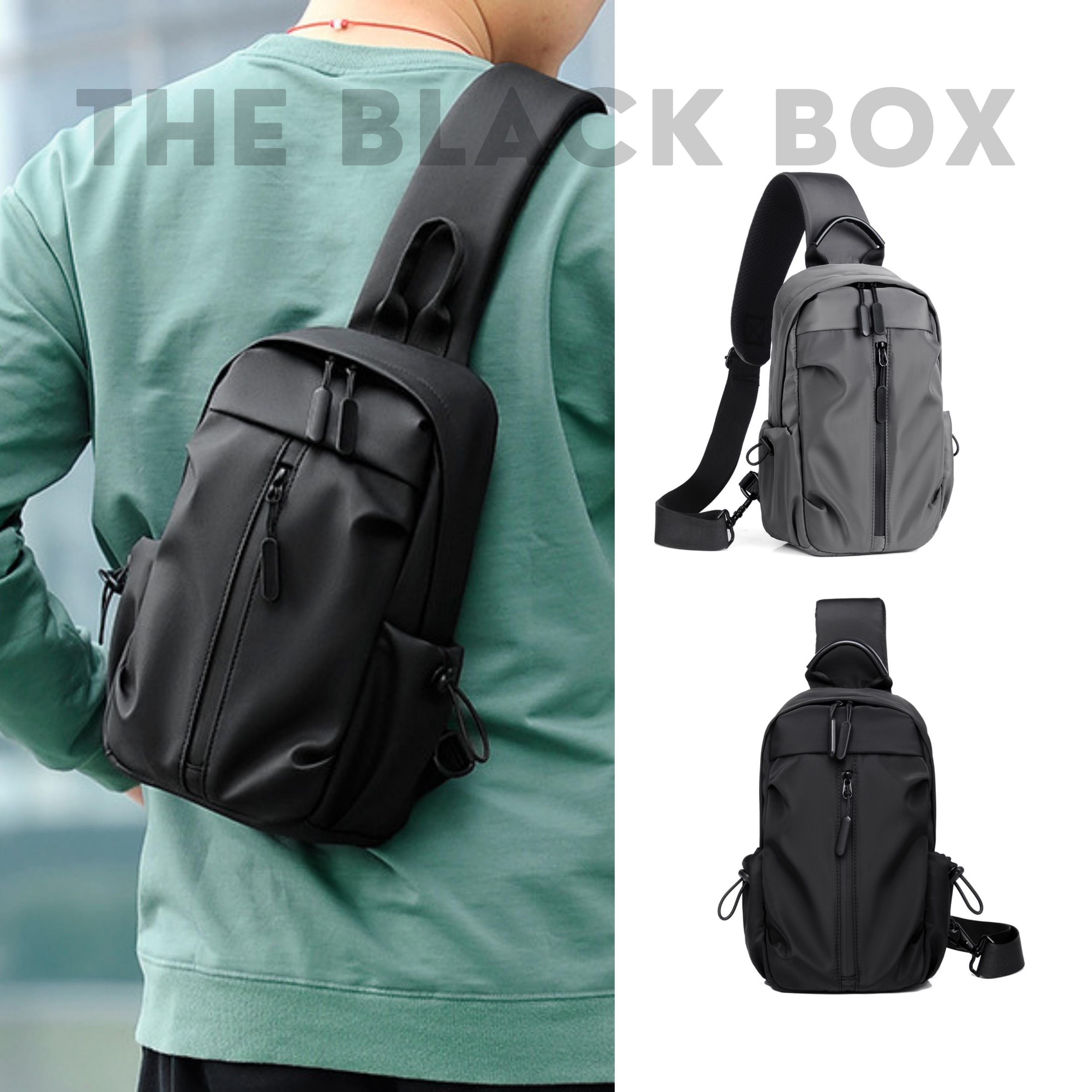 Túi Đeo Chéo Nam Chống Nước Thể Thao Vải Mềm Mịn, Balo Một Quai Ngăn Chứa Rộng Rãi Đựng iPad - The Black Box