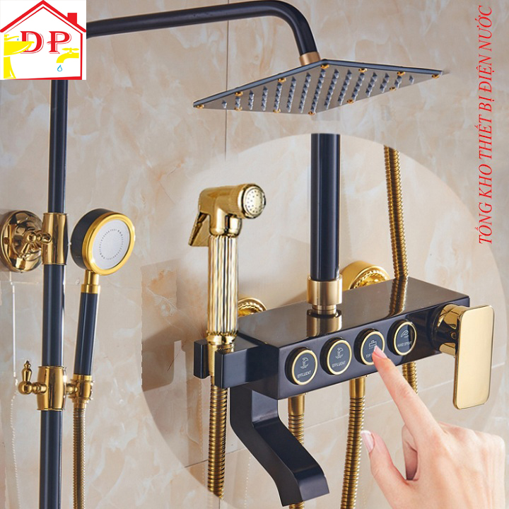 Sen cây tắm đứng đồng thau bốn nút cao cấp có vòi sịt rửa phong cách châu Âu SC31