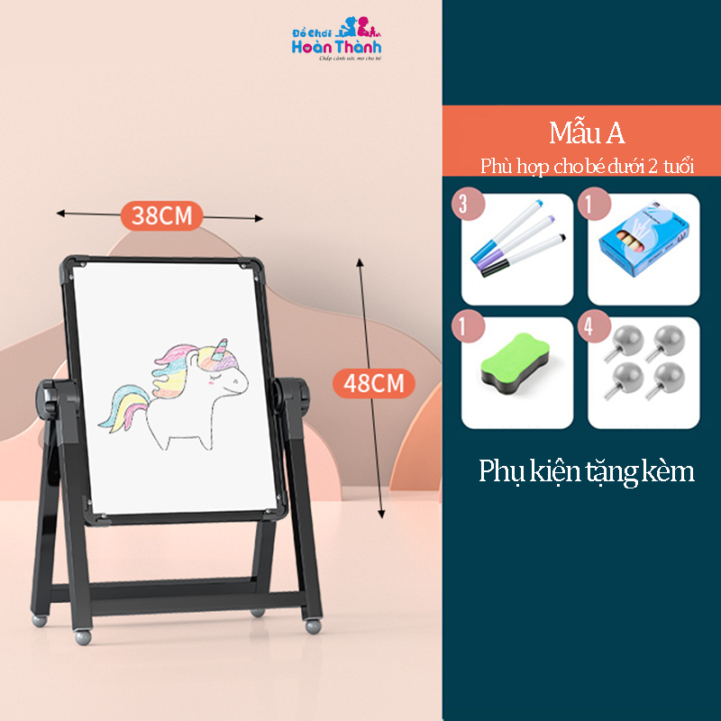 Bảng vẽ hai mặt loại A cho bé, có từ tính không bám bụi