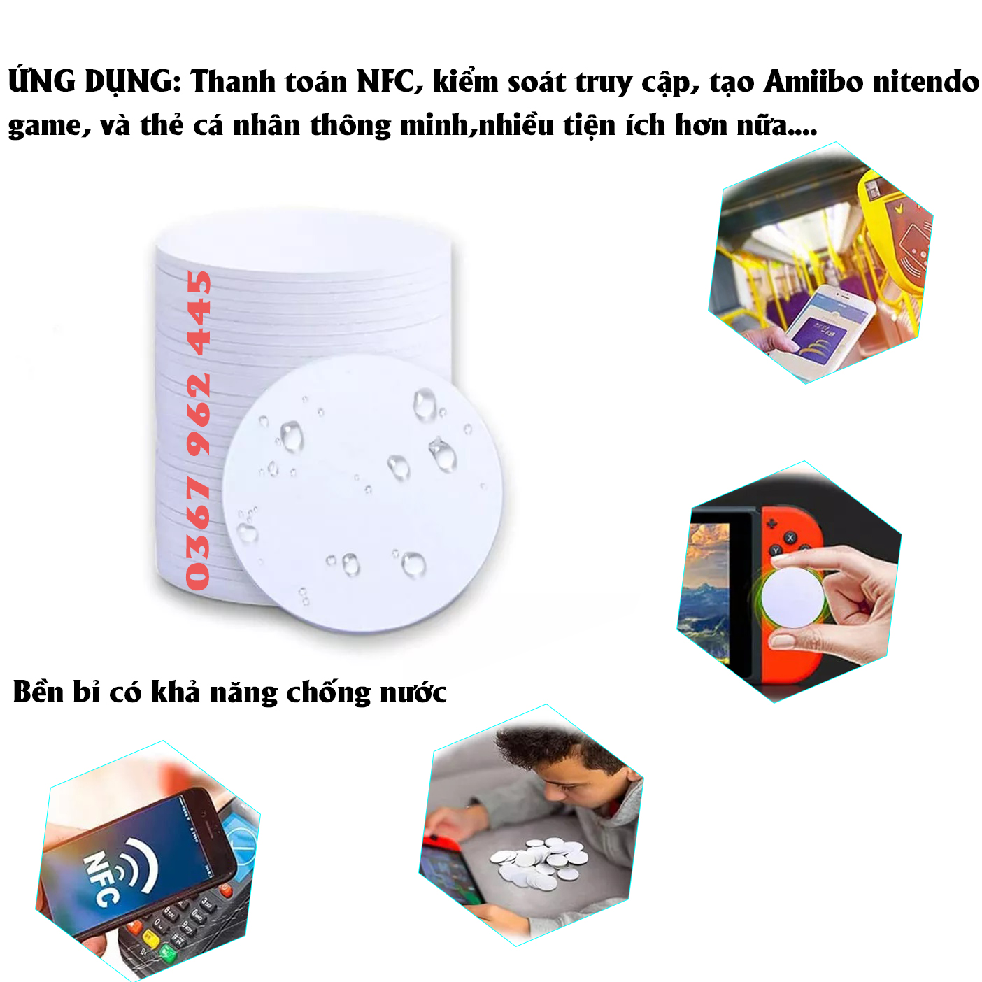 Thẻ từ NFC ntag215 đồng xu 25mm ứng dụng làm thẻ cá nhân thẻ Amiibo Game