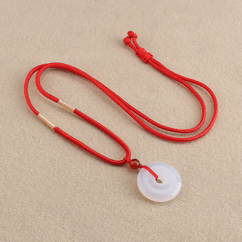 Dây chuyền vòng cổ nam nữ ngọc bội trắng bình an