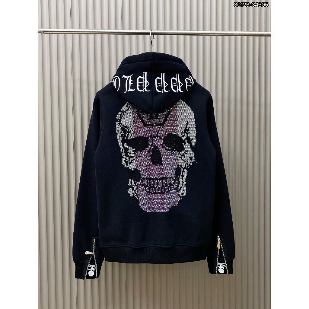 Áo Khoác Hoodie P.h.i.l.i.p.p Plein CÁC MẪU Đầu Lâu Logo Kim Loại - Áo Khoác Nam Nữ Philip Boy Phố