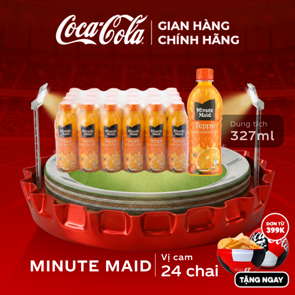 [SIÊU SALE ] Thùng/Lốc 24 Chai Thực phẩm bổ sung Minute Maid Teppy Nước cam có tép 327ml/Chai Sale 25.06 Coca-Cola Chính Hãng_LD