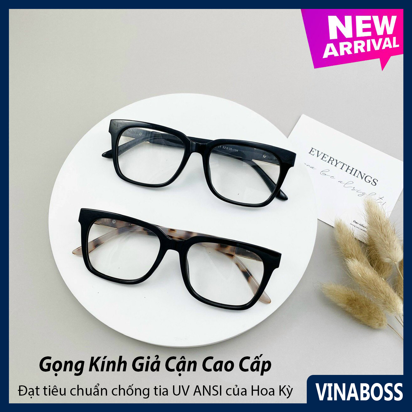 Kính giả cận đổi màu nam nữ Hàn Quốc VN6051 - Gọng kính cận đổi màu cao cấp tròng Polaroid chống tia UV - Tặng kèm hộp đựng và khăn lau