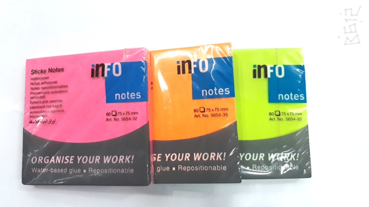 Giấy note màu dạ quang 3 x3 Info - Đức