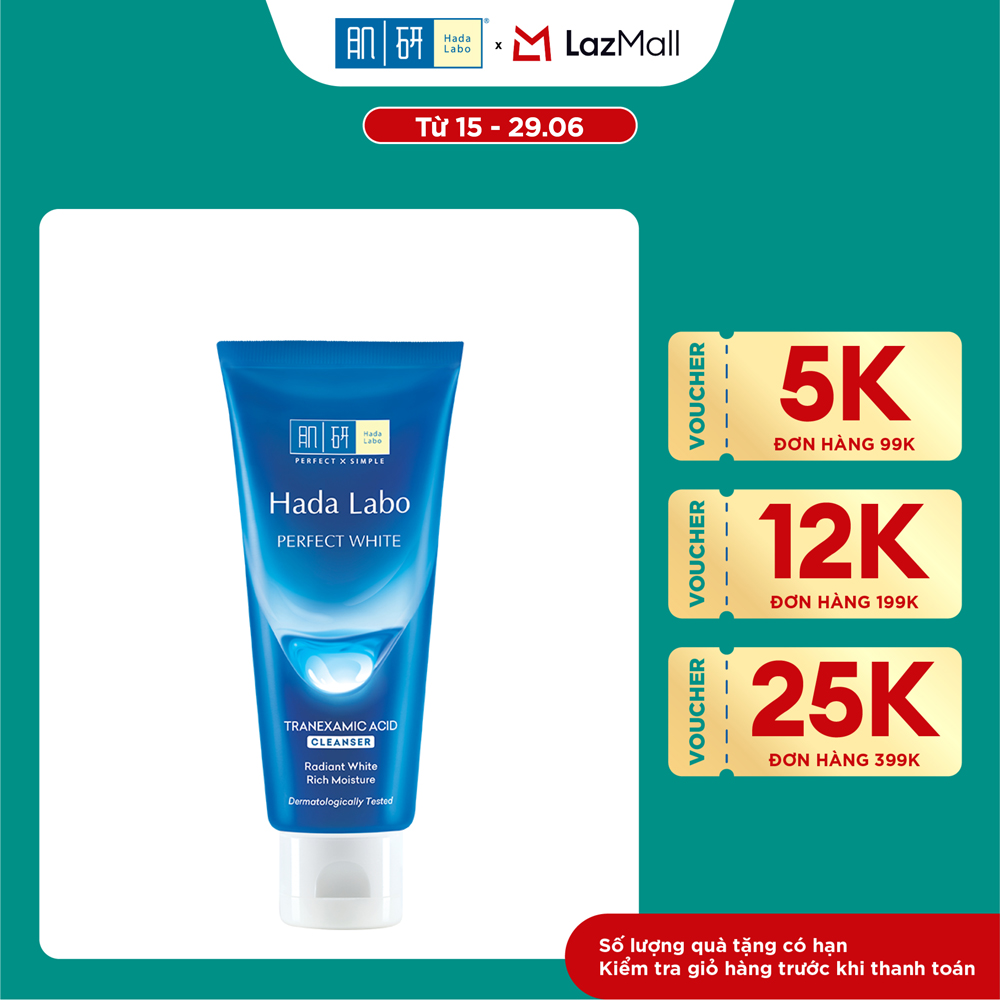 Sữa rửa mặt dưỡng trắng Hada Labo Perfect White Tranexamic Acid Cleanser 80g
