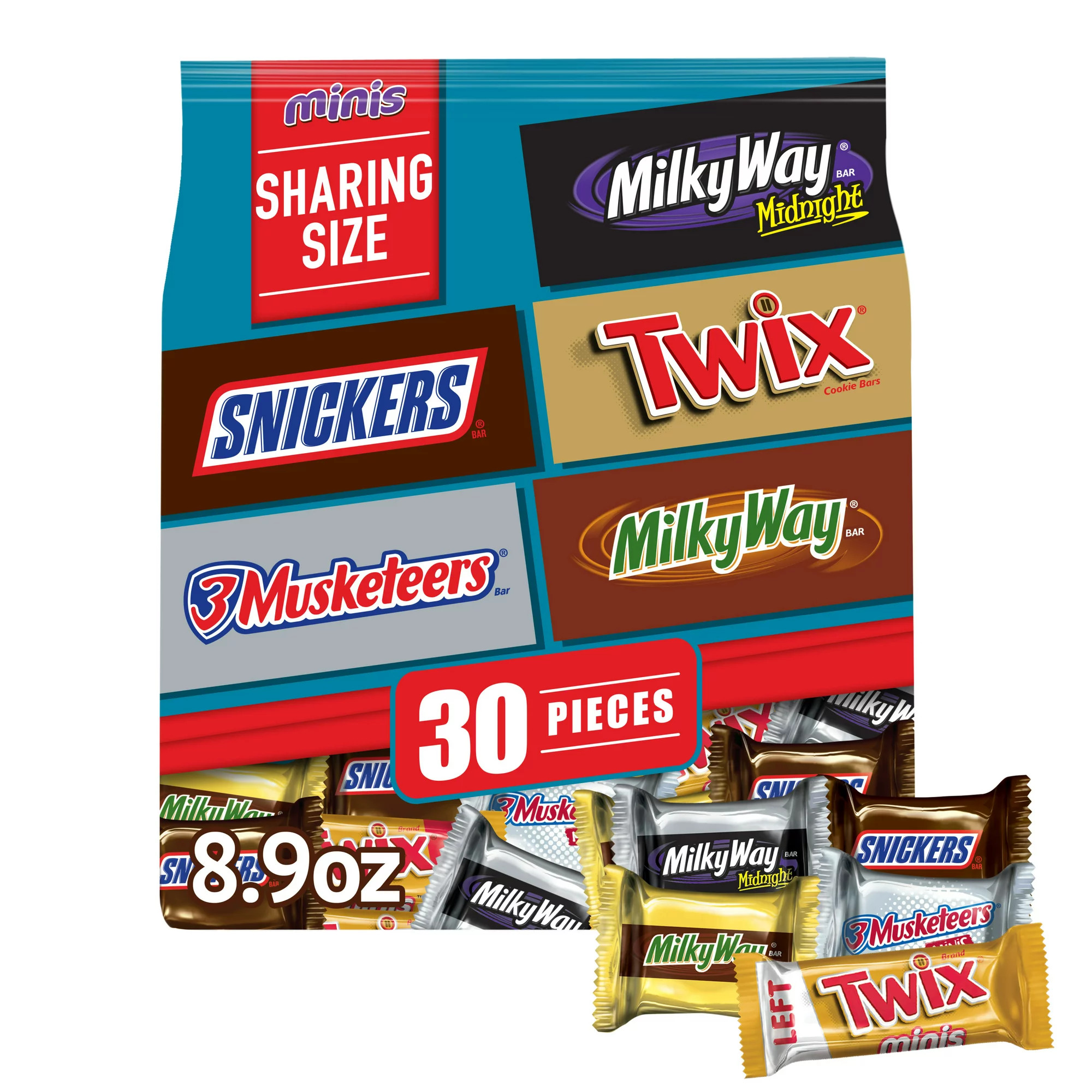 Túi Kẹo Socola Nhiều Loại MilkyWay, Snicker, Twix, 3Musketeers 30 Viên