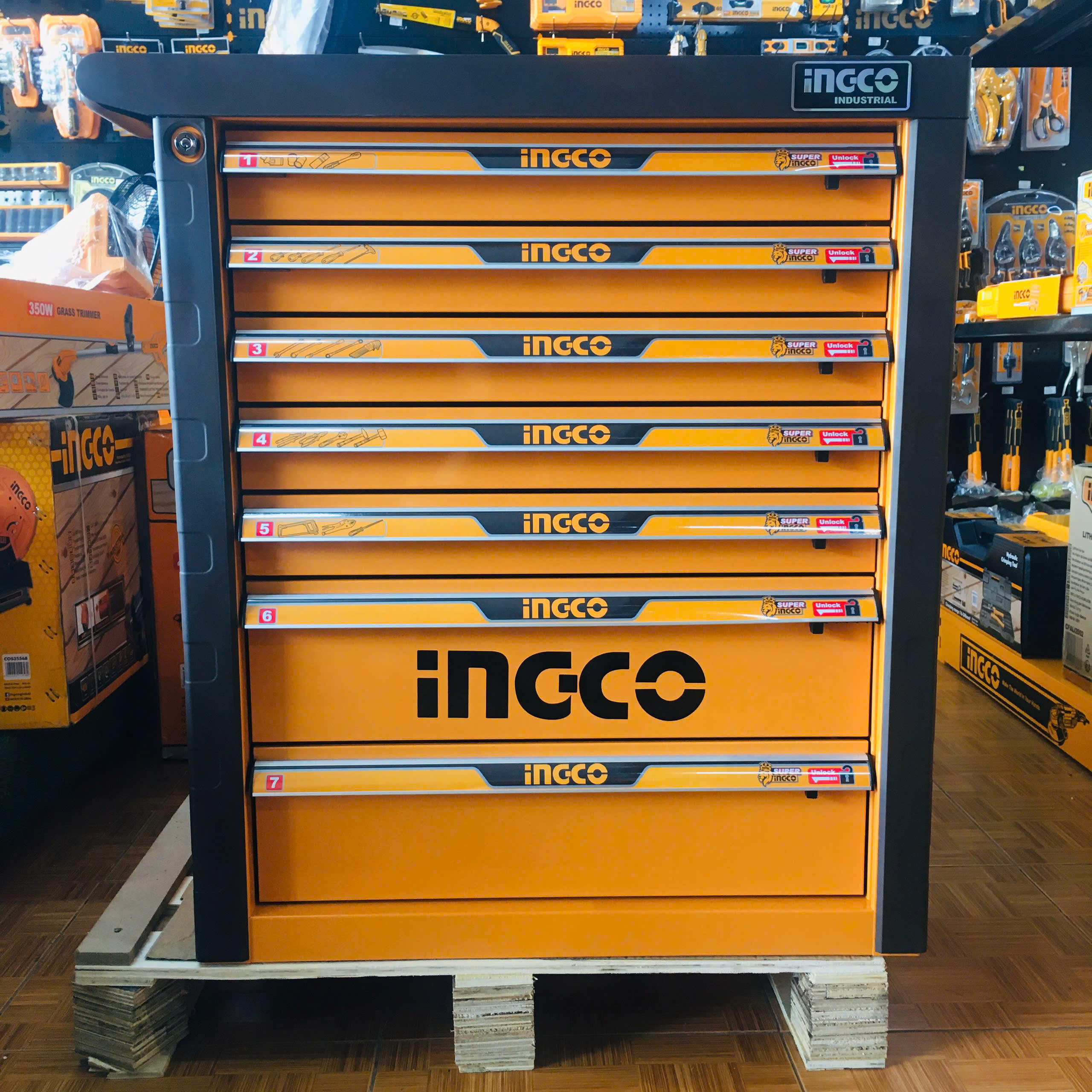 Tủ đựng đồ nghề 7 ngăn có bánh xe 328 chi tiết INGCO HTCS273281 sửa xe máy, xe ô tô bảo trì cho thợ, kỹ thuật 16 ddf7c58b2704c56a52cb82f104af1b11