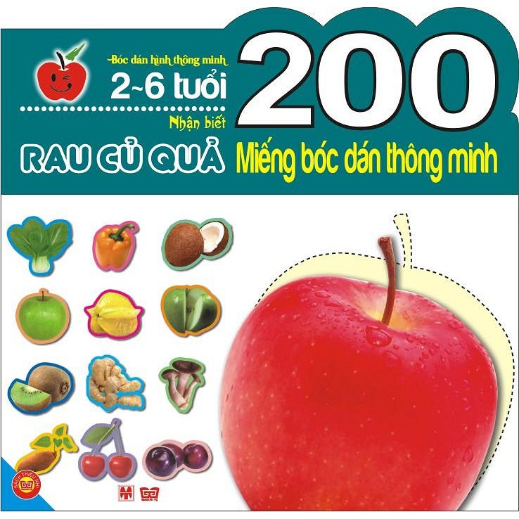 Sách - 200 Miếng Bóc Dán Thông Minh - Nhận Biết Rau Củ Quả (2-6 Tuổi)
